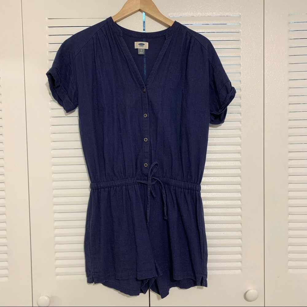 Old Navy Linen romper with drawstring waist